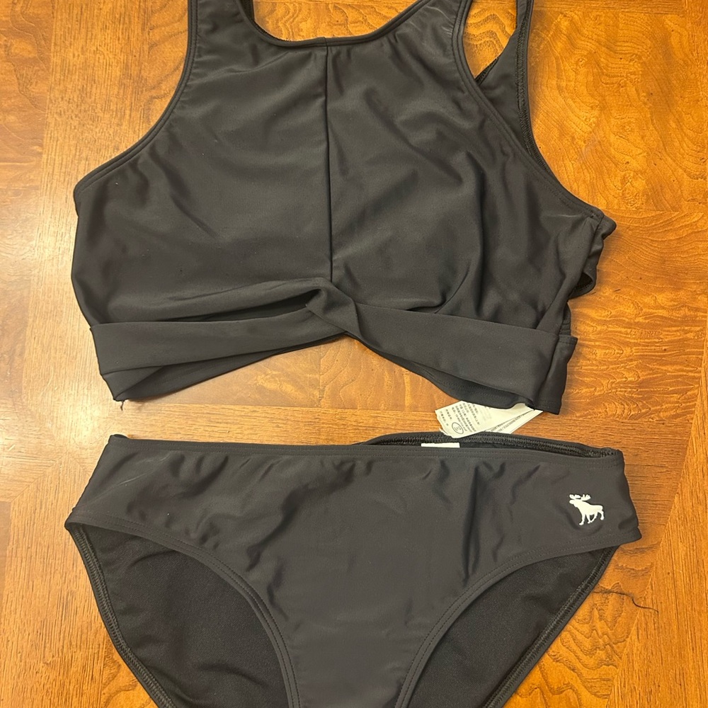 Girls Abercrombie Kids Black Two-Piece Swim Bikini Set